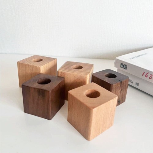 2Pc Wooden Single Pen Holder Desktop Pencil Stand Pencil Organizer Desktop Decor - Picture 9 of 15