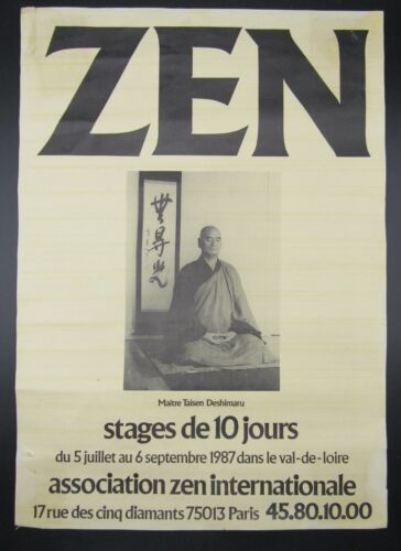 Vintage 1987 Zen Taisen Deshimaru Poster Paris/Frankreich 10 Tage Veranstaltung 11,75x16,5" - Bild 2 von 21