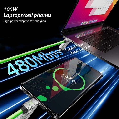 ZUSLAB 4 in 1 Type-C/USB to Type-C PD240W Fast Charging Cable For iPhone Samsung - Picture 9 of 12