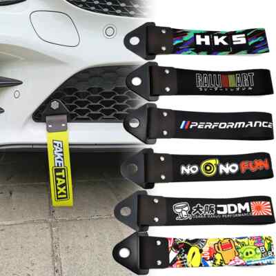 Universal Car Front Rear Bumper Racing Style Decor Tow Hook Strap Body ...