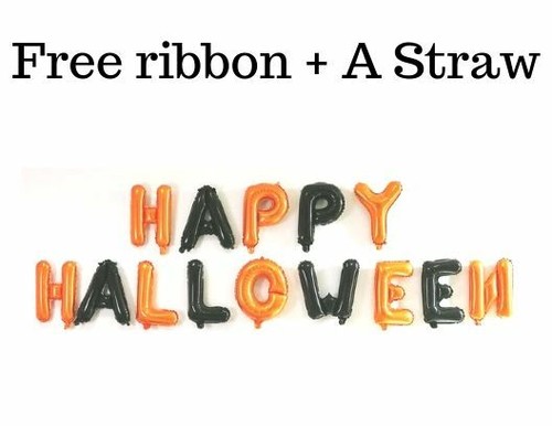 16" Orange Black Happy Halloween Foil Balloons Pumpkin BOO Star Latex Baloons UK - Picture 11 of 24