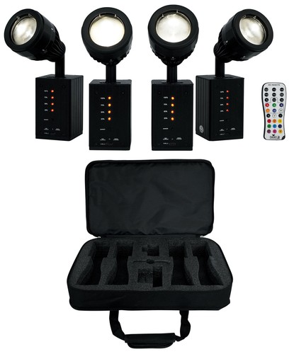 Chauvet DJ Ezpin Zoom Pack 8) Rechargeable Pin Spot Lights+Remote+Bag+Fogger+Mic - Picture 2 of 12