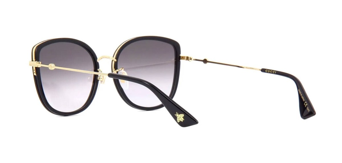 Gucci GG0606SK Black Gold/Grey Shaded (001) Sunglasses | eBay