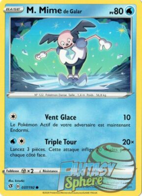 Mime de Galar Reverse Epee et Bouclier 2 EB02 VF Francais Pokemon 37//192 M