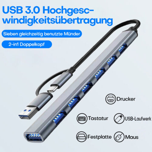 USB 3.0 Hub 4/7 Port Splitter Adapter mit Aktiv Netzteil Verteiler für PC Laptop - Bild 45 von 48