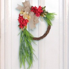 Spring Wreath for Front Door or Porch, Multi Flower and Ribbon, Artificial