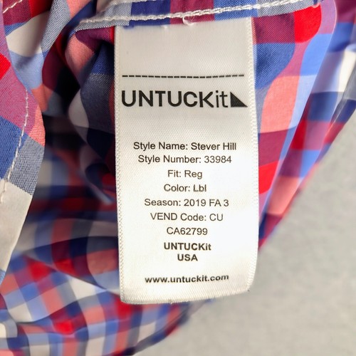 UNTUCKit Stever Hill Plaid Button Down Long Sleeve Shirt Medium Stever Hill - Picture 3 of 7