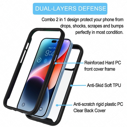Für iPhone 14/14 Pro/14 Plus/14 Pro Max Hülle Hart Klar Cover + Displayschutz - Bild 11 von 26