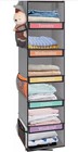 6-Shelf Hanging Closet Organizer - Weekly Tags Grey 4 Side Pockets NEW