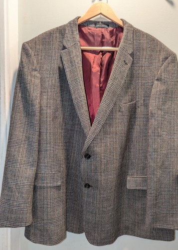 Tommy Hilfiger 54R Wool Houndstooth Sports Coat Blazer Brown Black Plaid
