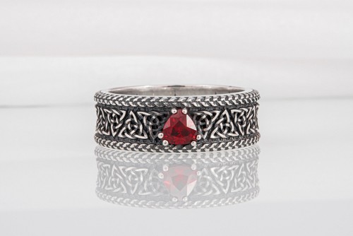 Triquetra Norse Ornament Ring Ancient Symbol Band Handmade Norse Jewelry - Picture 2 of 10