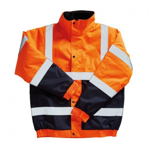 Premium Hi Viz High Vis WATRPROOF TWO TONE SAFETY BOMBER JACKET Workwear Coat - Picture 2 of 3