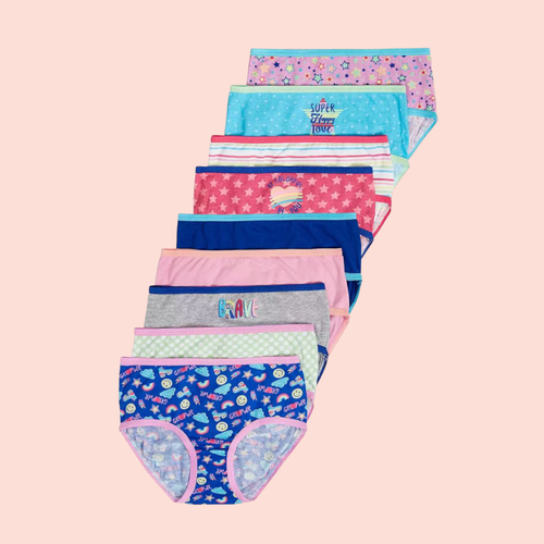 SO 9-pk. Patterned Girls Briefs 100% Cotton Panty Pack Size 4 NWT - Picture 1 of 3