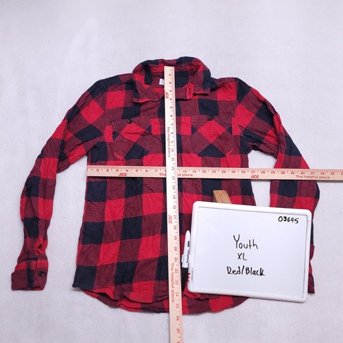 Sonoma Buffalo Check Flannel Button Up Long Sleeve Shirt Boys Size XL Red - Picture 6 of 10