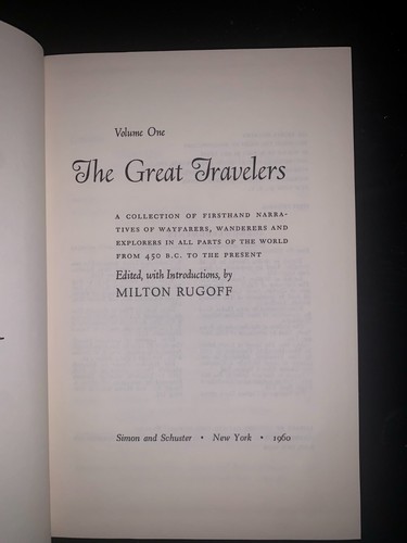 The Great Travelers Volume 1&2, Simon and Shuster, 1960, Milton Rugoff w/slip - Picture 3 of 4