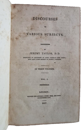 JEREMY TAYLOR (Chaplain to KING CHARLES I) - BIBLE DISCOURSES - 3 Vols -1807 /FB - Picture 11 of 24
