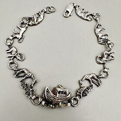 Noahs Ark Highly Detailed Vintage Southwestern Sterling Silver Bracelet Noahs Ark Highly Detailed Vintage Southwestern Sterling Silver Bracelet