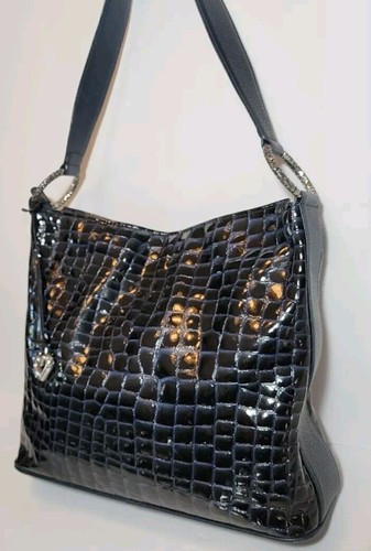 BOLSO DE HOMBRO BRIGHTON CHER PRIMERA EDICIÓN AZUL MARINO VERDE CHAROL $260 - Imagen 8 de 19