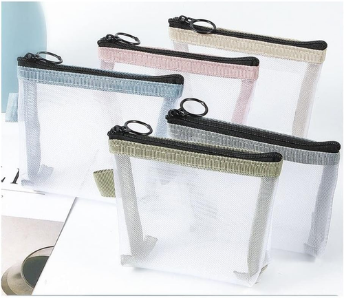 2PCS Mini Makeup Bag,Zipper Mesh Makeup Bags,Pocket Cosmetic Bag,Portable Small - Picture 6 of 12