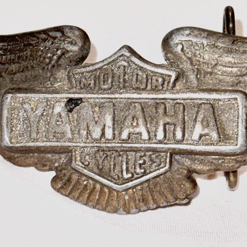 YAMAHA Belt Buckle Vintage Solid Brass Wings Motorcycle Rider Style Rustic - Picture 4 of 11