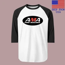 AMA Pro Racing Men's Raglan Black Size S-2XL