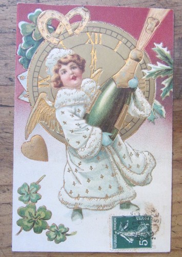 Cartolina d'epoca in rilievo Angelo - Buon Anno - postcard - tarjeta -  - Picture 1 of 2