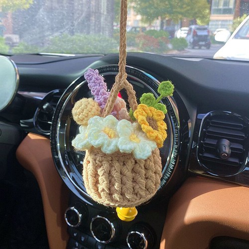 Auto hängende Häkelornamente Pflanze Handarbeit Styling Anhänger Häkelpflanzen - Bild 9 von 29