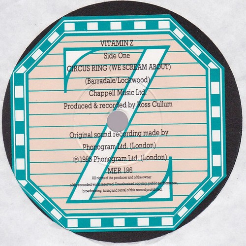 Vitamin Z Circus Ring (We Scream About) 7" 1985 Synth-pop (NM or M- / VG+) - Picture 3 of 4
