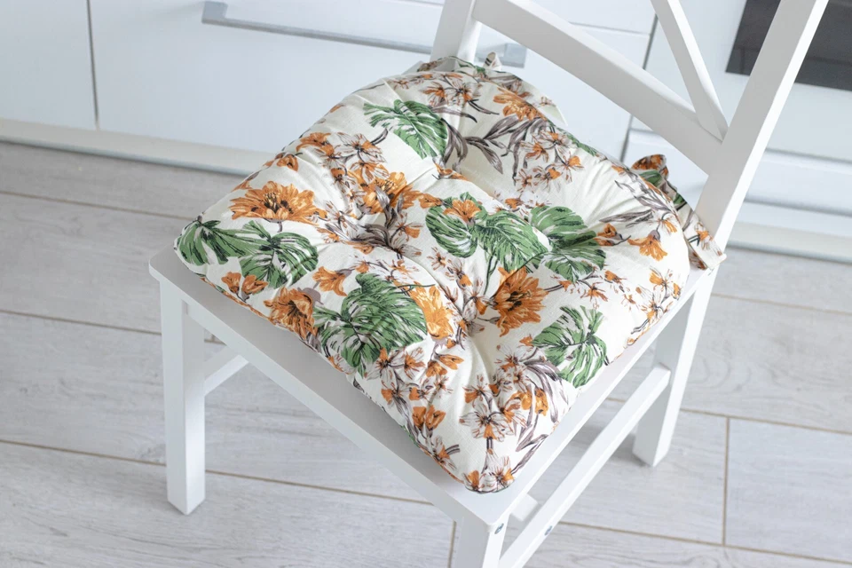 Cojín de silla en forma de U con lazos — Monstera Bloom Foto 3 de 4