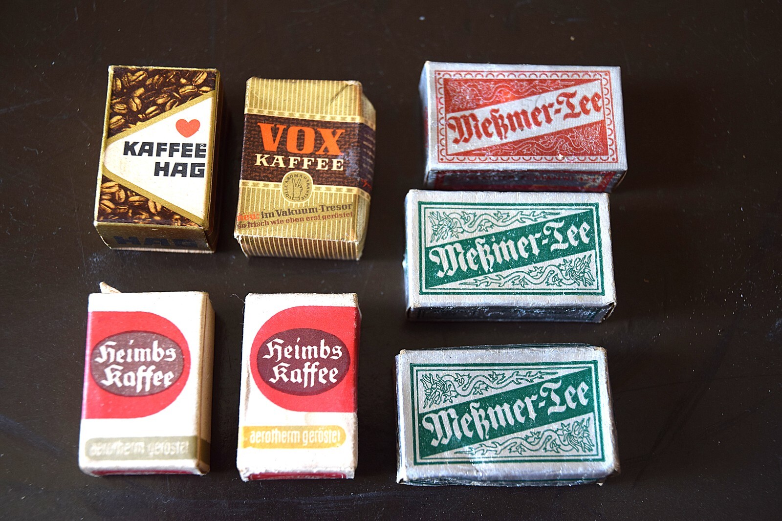 Lote 2 paquetes de tienda cajas de cartón VOX Heimbs café Hag Meßmer té