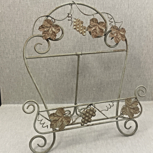 Iron Metal Grapes CookBook Holder Vine Design 15 In Vtg Book Picture Holder - Picture 2 of 16