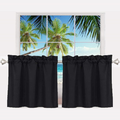 Cafe Curtain (Half Window Curtain) 36 Inches Long, Rod Pocket Kitchen Curtain, S - Bild 2 von 13