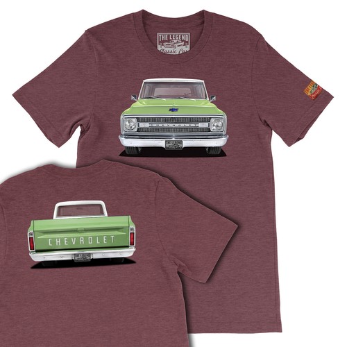 1969 Green CHEVY C10 Classic Pickup Truck Men's T-shirts - Picture 6 of 8