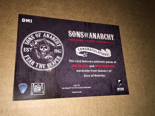Sons Of Anarchy Dual Authentic Wardrobe Card Of Jax Teller & Opie Winston. DM1 - Picture 7 of 7