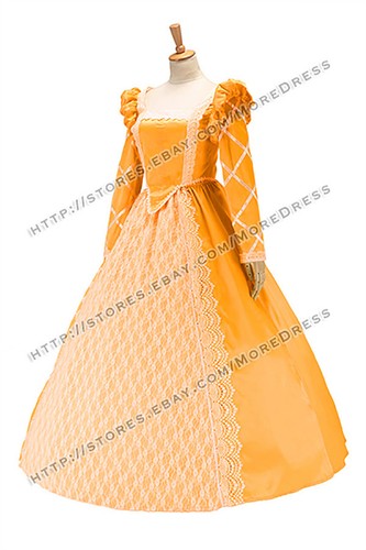 Victorian Renaissance Court Style Ladies Prom Ball Gown Elegant Dress  - Picture 34 of 42