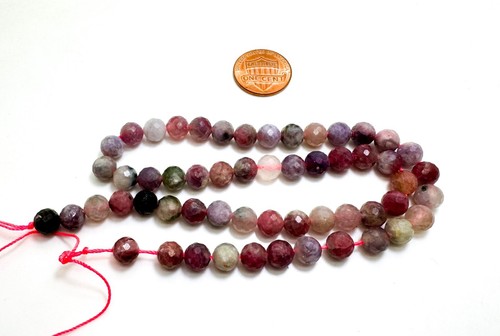 Perline di pietre preziose rotonde sfaccettate tormalina multicolore naturale 7 mm - RNF13 - Foto 3 di 3