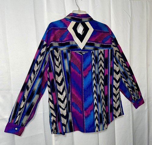 Damen 1x Vintage 90er Rodeo Western Shirt Cut Out Schlüsselloch hell lila blau - Bild 12 von 18