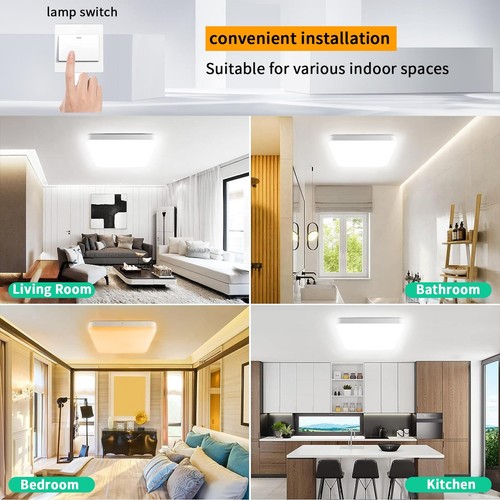 72W LED Ceiling Light Square Panel Down Lights Bathroom Kitchen Bedroom Lamp UK - Picture 9 of 12