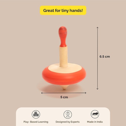 Set of 3 Wooden Spin Tops | Colorful | Child Safe | Sensory Toys | Gifts - Picture 4 of 11