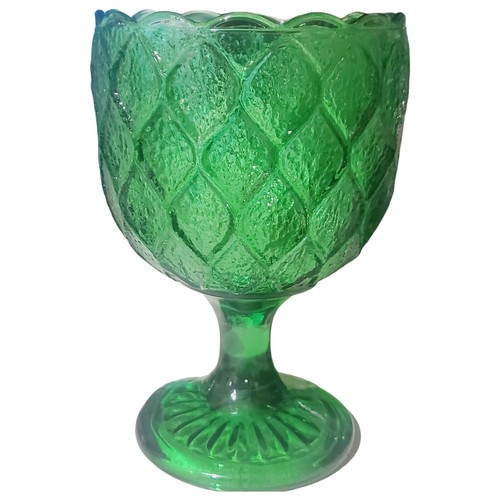 Jeannette Green Depression Glass Goblet Diamond Pattern Mid-Modern Vintage - Picture 5 of 18
