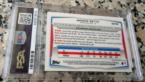 MOOKIE BETTS 2014 Bowman CHROME 1st TRUE Rookie Card RC PSA 9 MINT Dodgers HOT $ - Picture 2 of 2