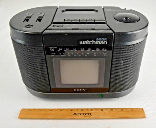 Sony Mega Watchman FD-555 Tragbares Hand TV Radio Kassette Schwarzweiß Fernseher - Bild 3 von 11