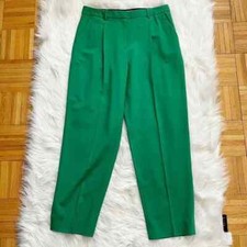Diane Von Furstenberg Woman Pants High Waisted Green pleaded Trousers size 8