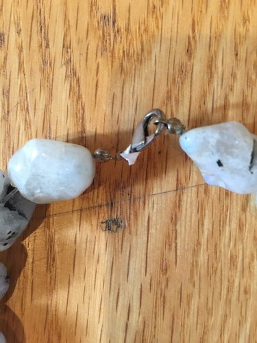 vtg boho  QUARTZ ? BLACK-VEINED Chunky BEAD NECKLACE 16" choker - Picture 6 of 7