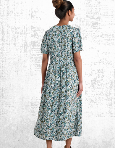 Ex Seasalt Women’s Short Sleeve Leaf Midaxi Tea Dress in White Anemone Drift - Picture 5 of 5