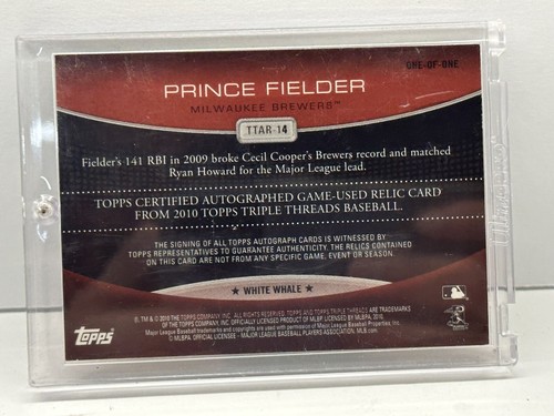 2010 PRINCE FIELDER TOPPS TRIPLE THREADS RELIC AUTO 1/1 '141 RBI' Printing Plate - Picture 4 of 4