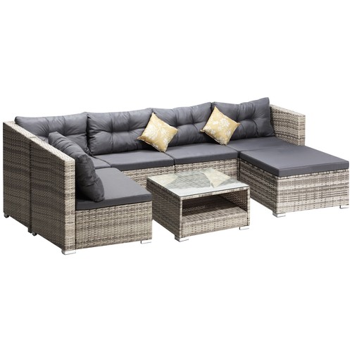 Livsip 6 Seater Outdoor Lounge Furniture Wicker Set Sofa Rattan Table Setting - Picture 9 of 10