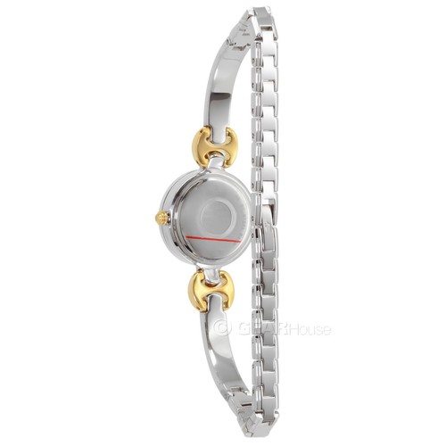 BULOVA Womens Half-Bangle Dress Watch w/ Crystal Bezel, White MOP Dial, Two Tone - Picture 2 of 6
