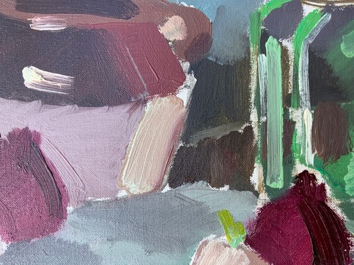 Vintage Modernists Oil Painting Still Life with red onions by B.Sjuberg 1960s - Picture 4 of 11