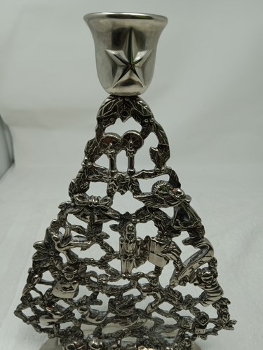 Vintage Silver Plated Christmas Tree Single Candle Holder Very Nice Decoration - Picture 12 of 19